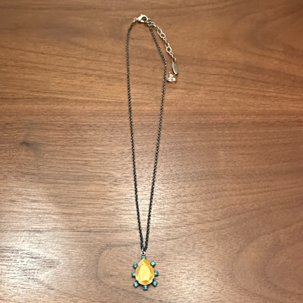 Sabika Gold and Turquoise Teardrop Necklace